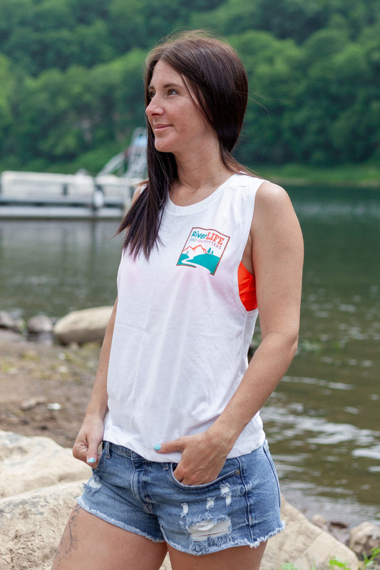 Life's Better Bend White Tank Top